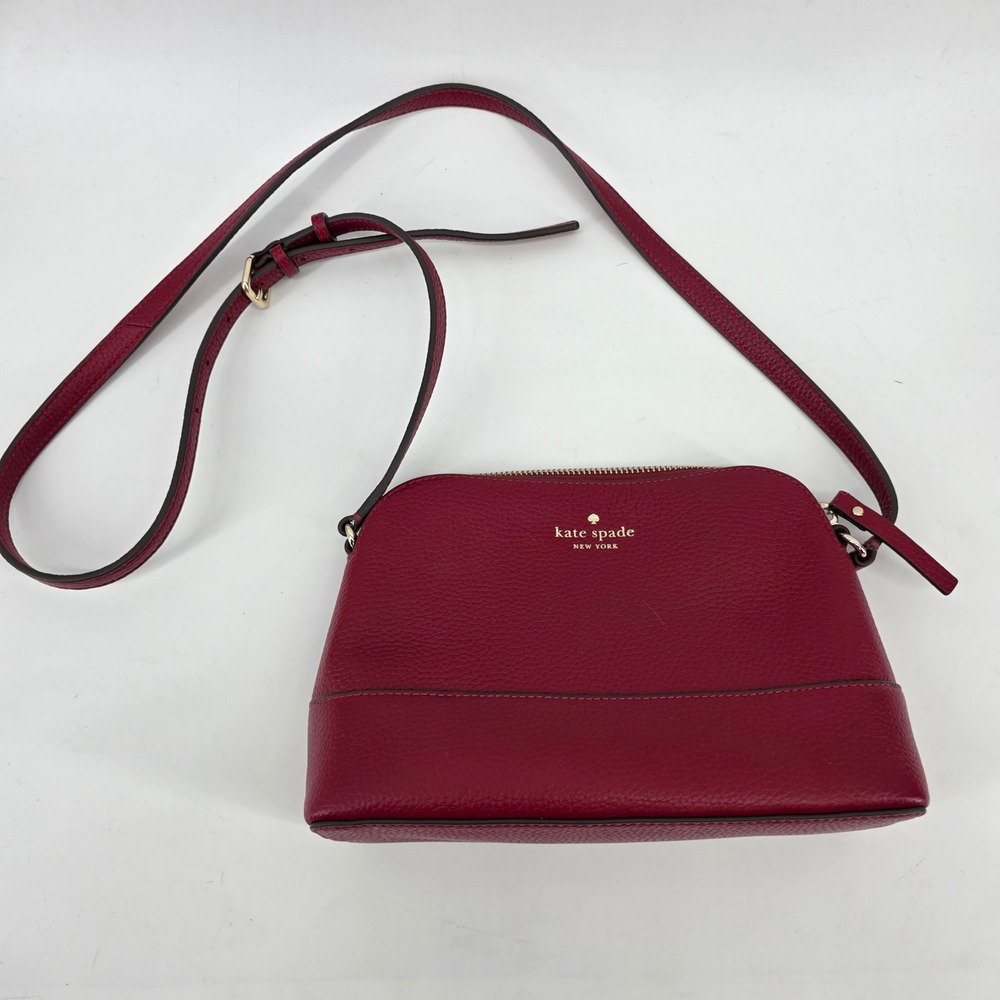 Kate Spade New York Red Pebble Leather‎ Dome Crossbody Bag Gold Hardware